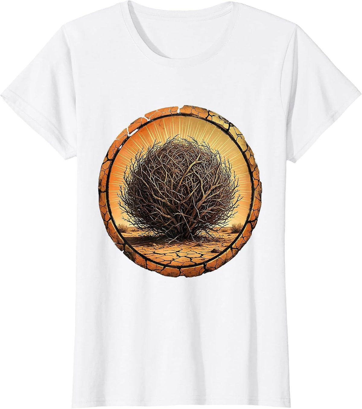 Tumbleweed Cracked Earth Western Desert Graphic T-Shirt - White