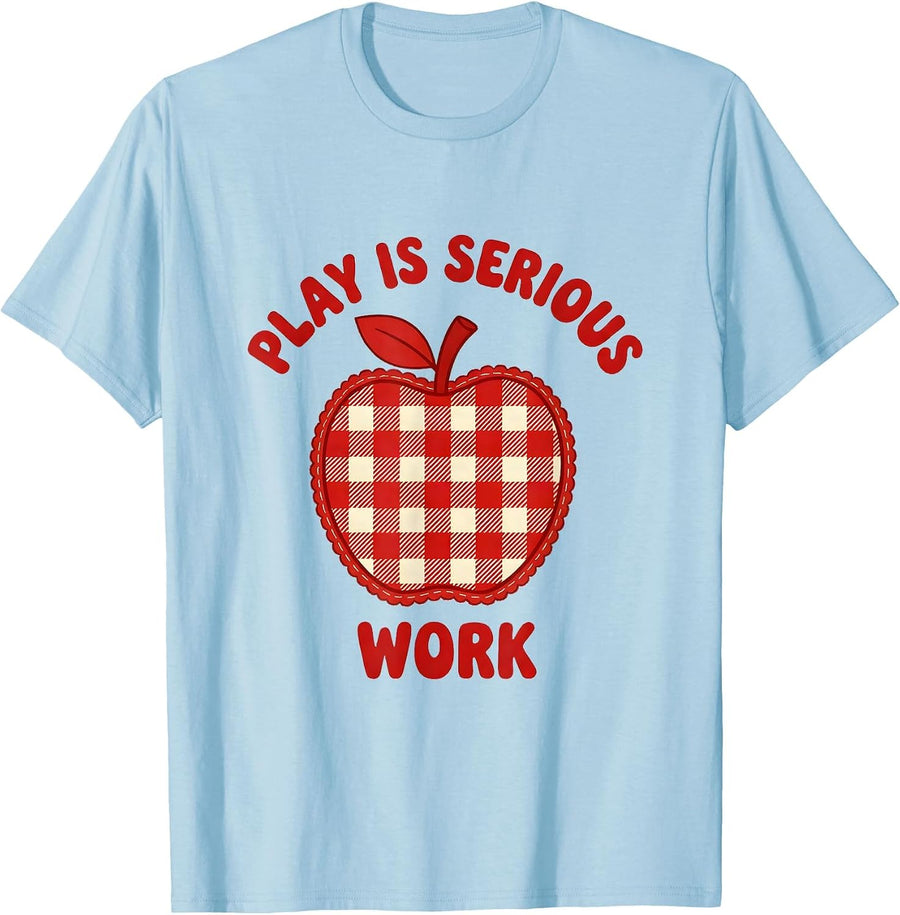 Men's Play Is Serious Work Preschool Teacher Design T-Shirt - Baby Blue