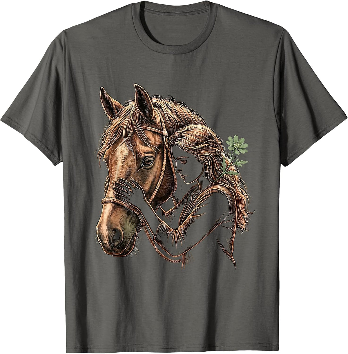 Young Rider Horse Lover Boho Western Cowgirl T-Shirt - Asphalt Grey