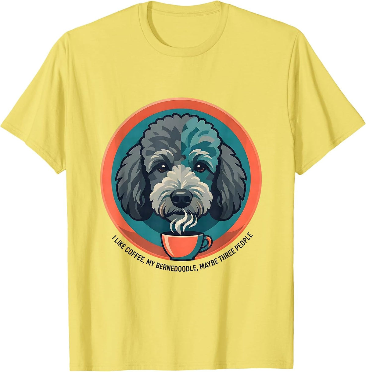 Men's I Like Coffee My Bernedoodle Maybe Three People Funny T-Shirt - Lemon Yellow