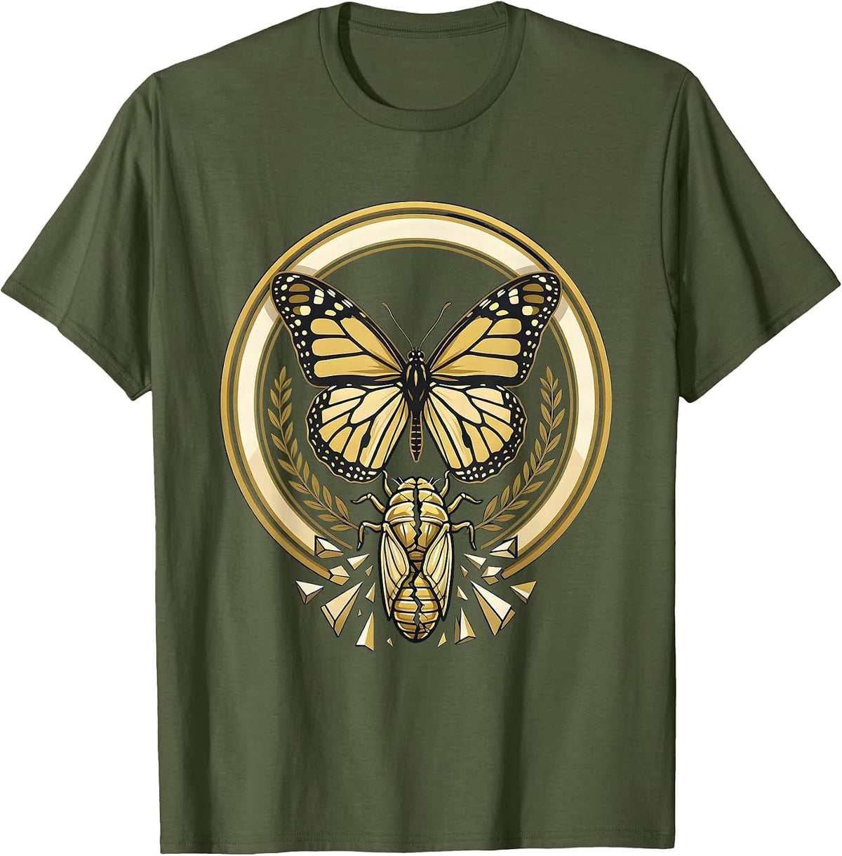 Men's School Counselor Butterfly Chrysalis Transformation T-Shirt - Olive Green