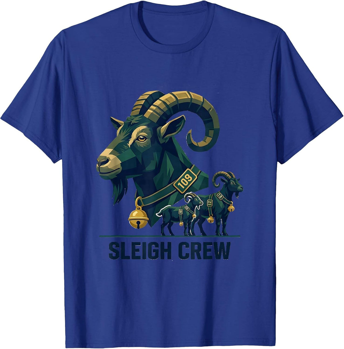 Sleigh Crew Funny Goat Lover Christmas Farm Animal Humor T-Shirt - Royal Blue
