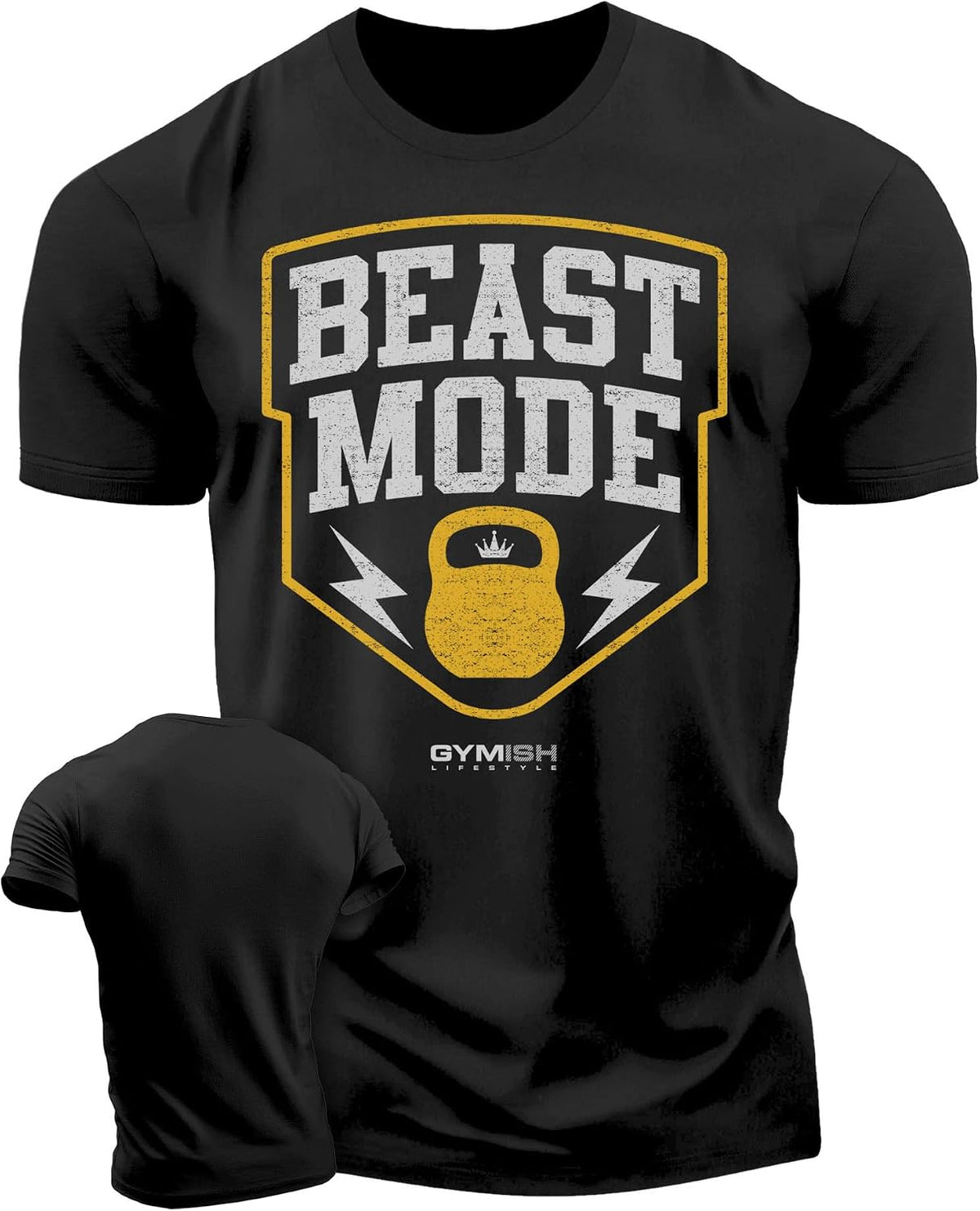 Gymish Lifestyle Beast Mode Gym Workout Shirt for Men - Bodybuilding Gym T-Shirt - SM - 3XL - 4. Beast Mode Color on Black