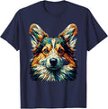 Polygon Art Pembroke Welsh Corgi Corgis T-Shirt - Navy Blue