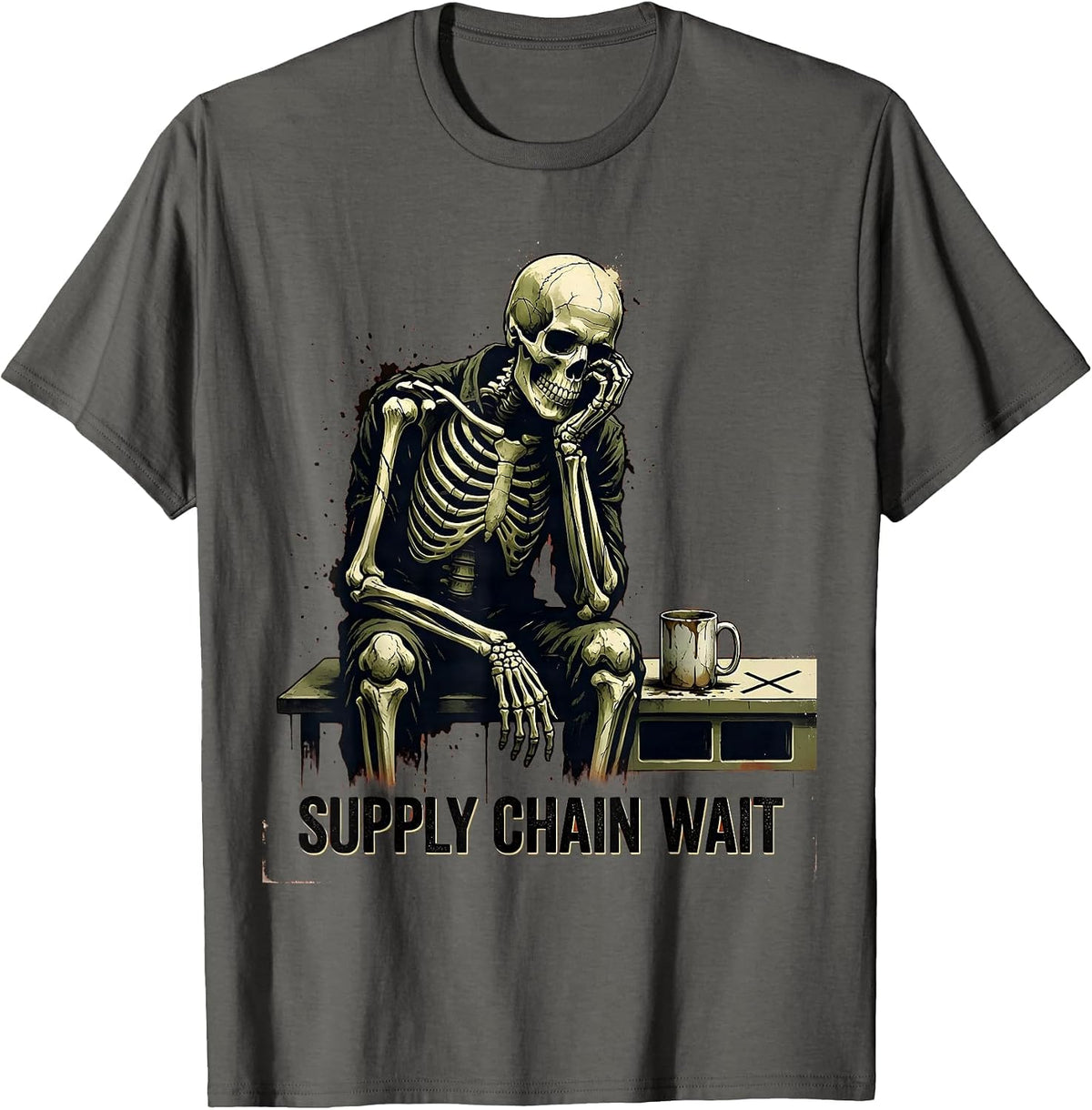 Supply Chain Wait Distressed Auto Mechanic Men Auto T-Shirt - Asphalt Grey