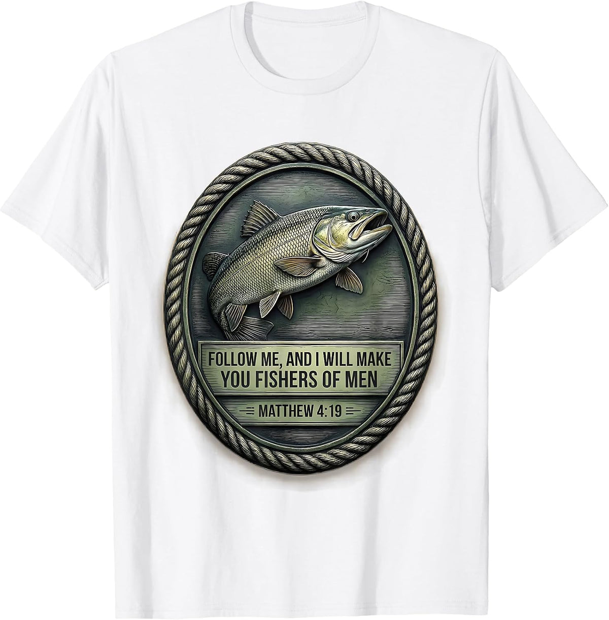 Men's Follow me, and I will make you fishers of men — Matthew 4:19 T-Shirt - White