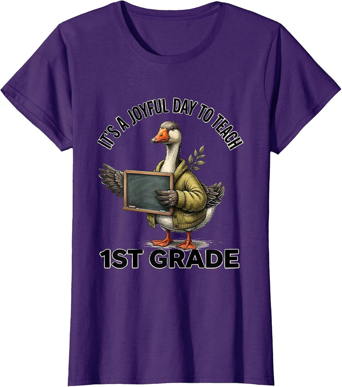 Women's It's A Joyful Day To Teach 1st Grade Funny Teacher Back T-Shirt - Purple