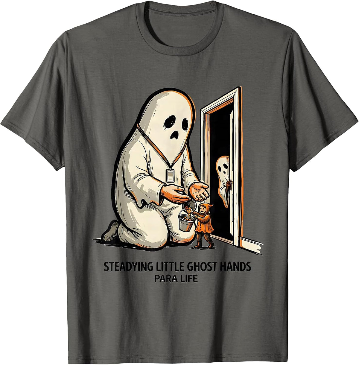 Steadying Little Ghost Hands, Para Life Paraeducator T-Shirt - Asphalt Grey