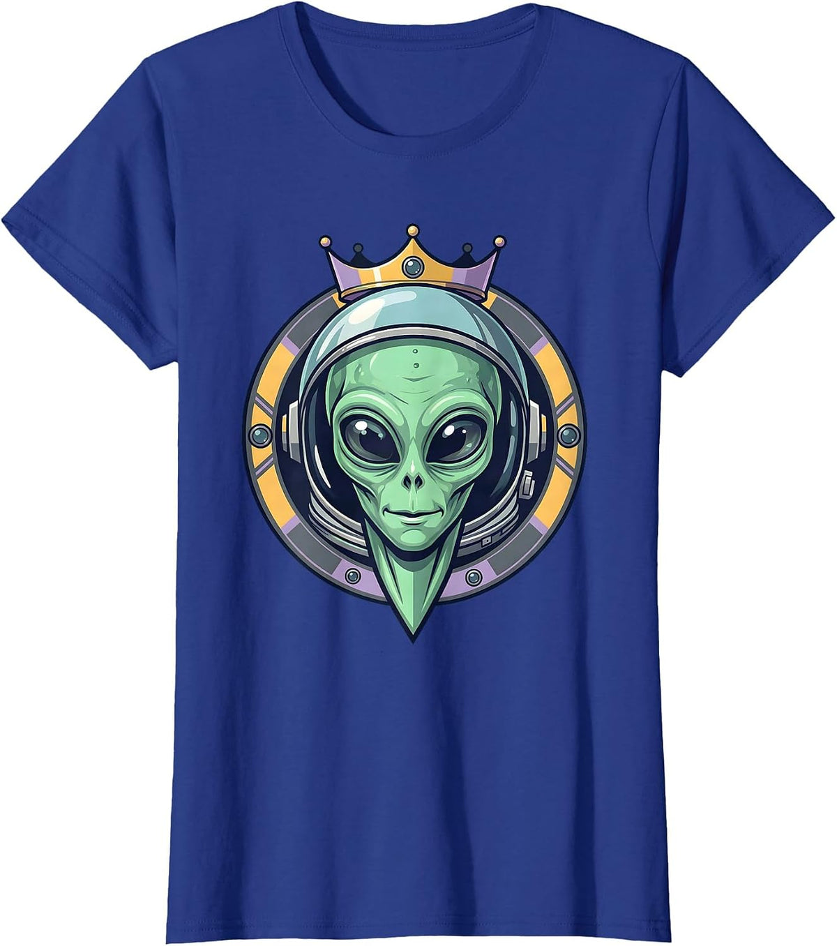 Women's Alien Astronaut Helmet Reverse Graphic Design T-Shirt - Royal Blue
