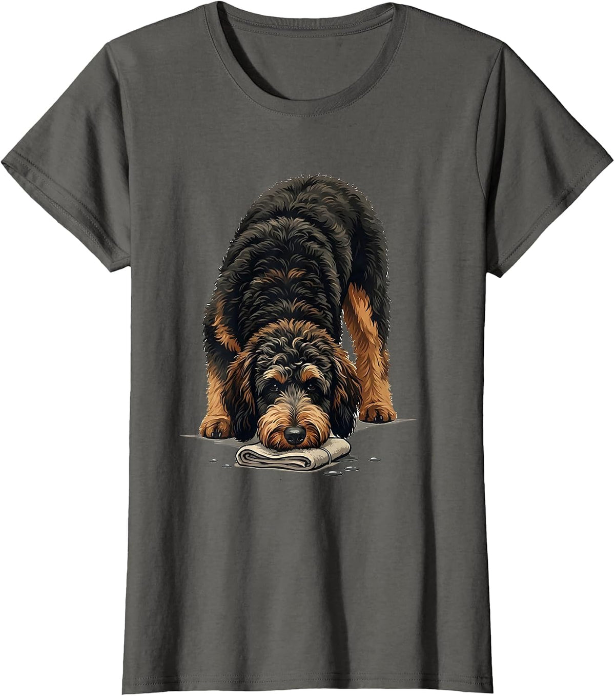 Women's Bernedoodle Jowls Humor Bernese Mountain Dog Owner T-Shirt - Asphalt Grey