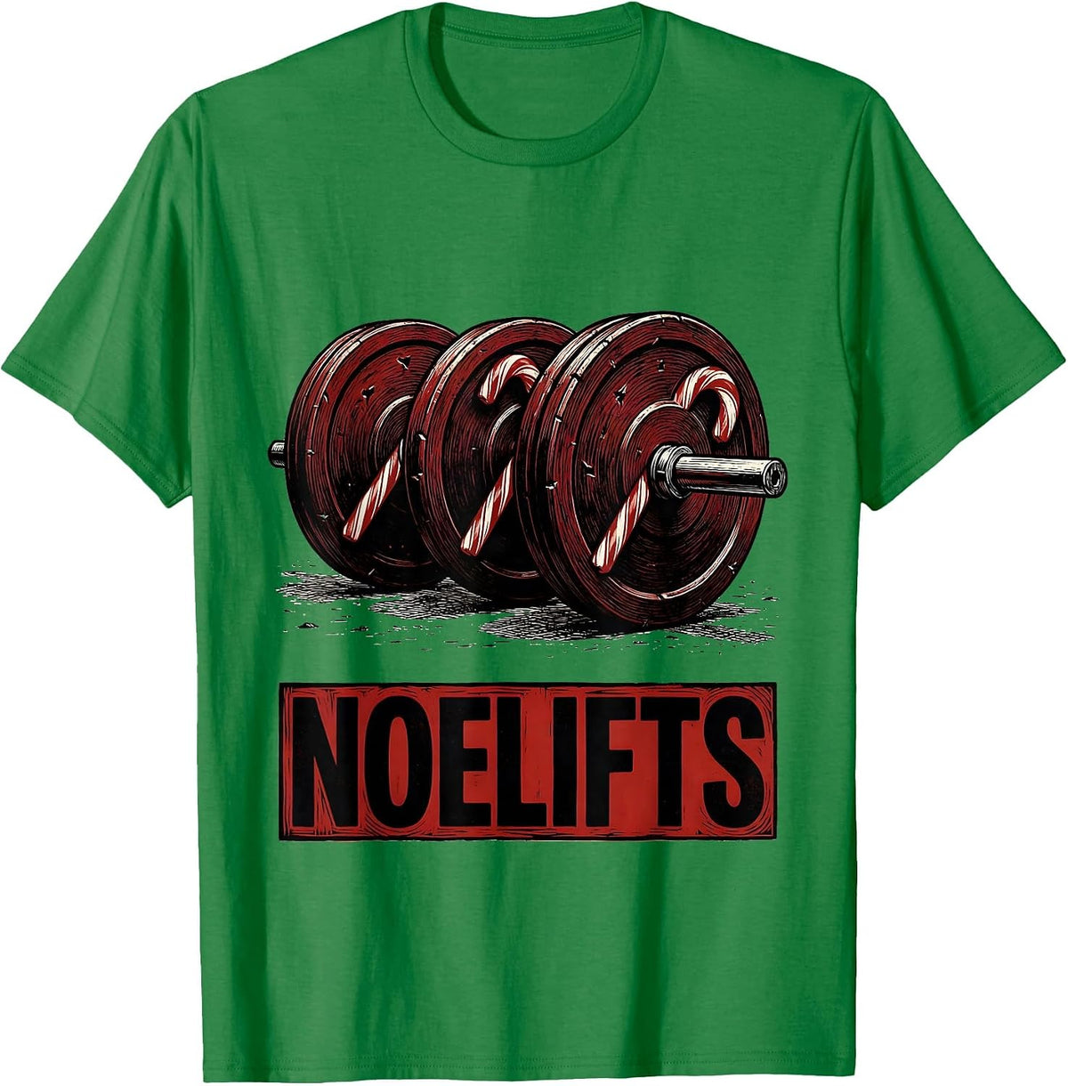 Men's Noelifts Funny Christmas Gym Weightlifting Workout Fitness T-Shirt - Kelly Green