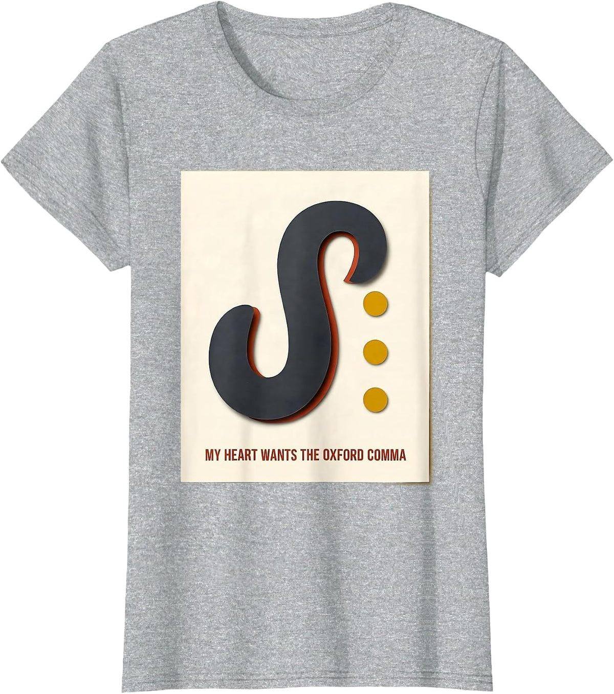 Women's My Heart Wants The Oxford Comma Funny Grammar Teacher T-Shirt - Heather Grey