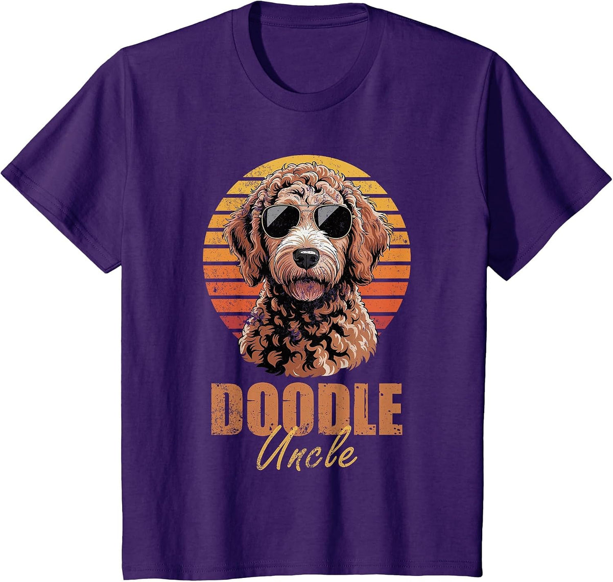 Cool Retro Doodle Uncle Funny Vintage Dog Lovers T-Shirt - Purple