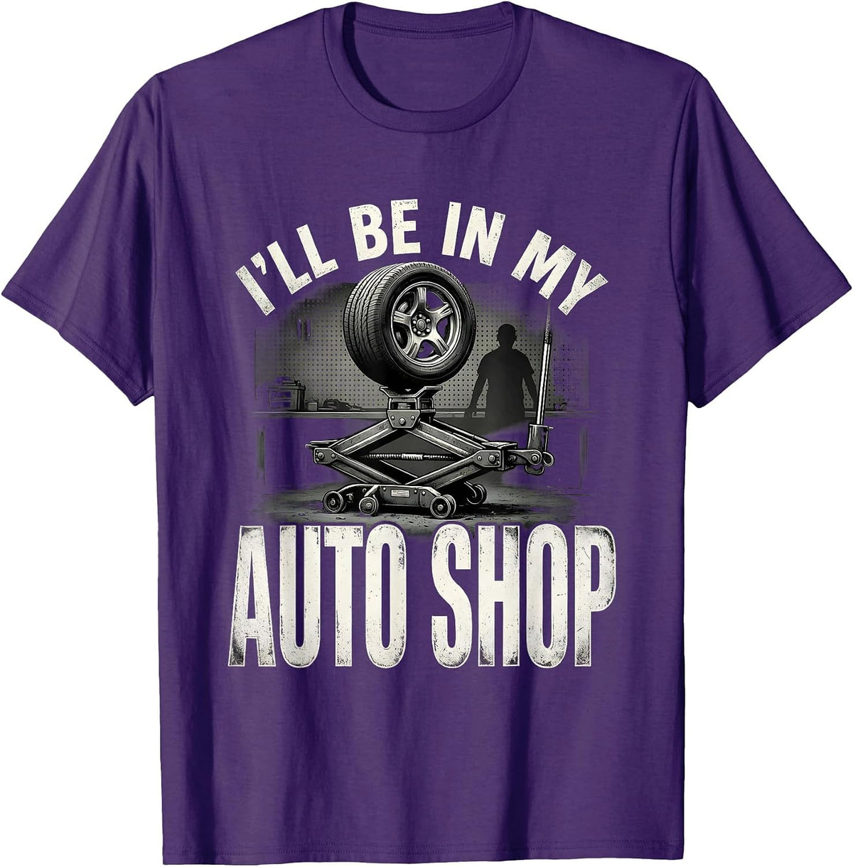Men's I'll Be In My Auto Shop Funny Mechanic Dad Joke Handyman T-Shirt - Purple