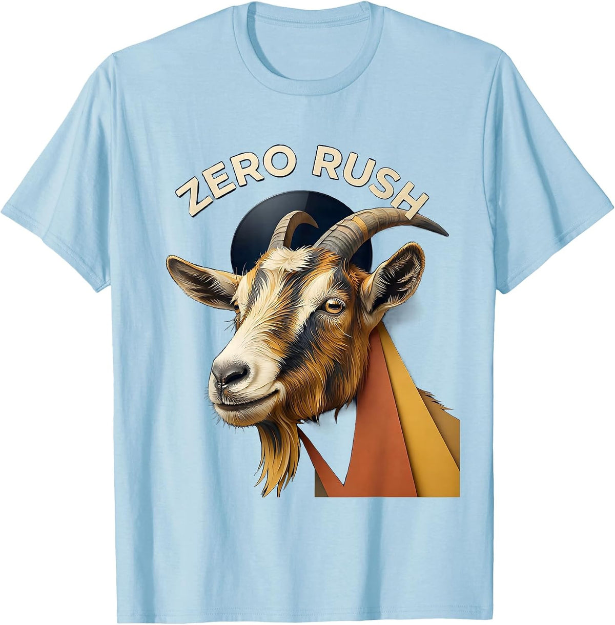Zero Rush Paper Cutout Goat Wearing Sunglasses Funny Animal T-Shirt - Baby Blue