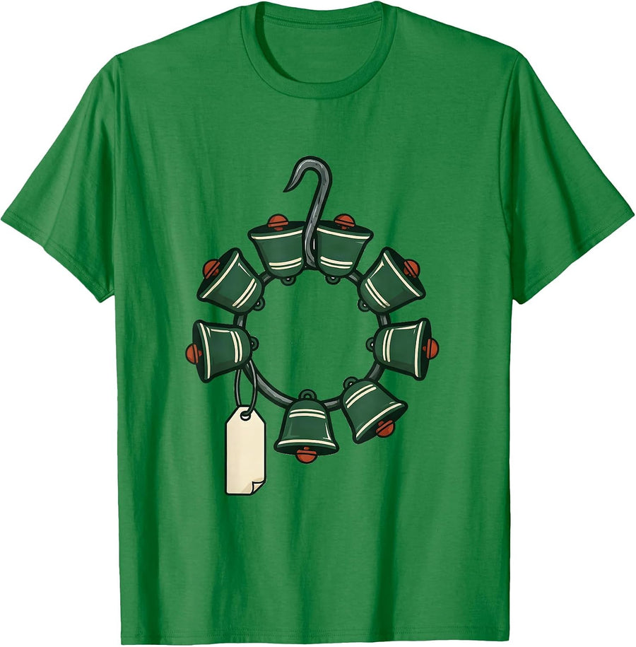 Men's Harness-Bell Wreath Editorial Conceptual Deer Hunter T-Shirt - Kelly Green