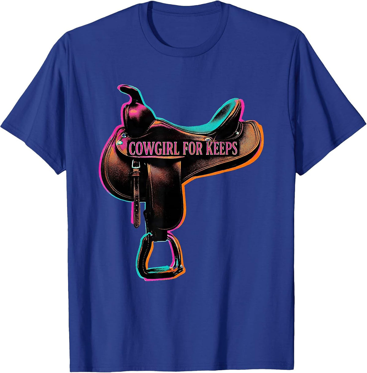 Cowgirl For Keeps Vintage Western Cowgirl Retro Rodeo T-Shirt - Royal Blue