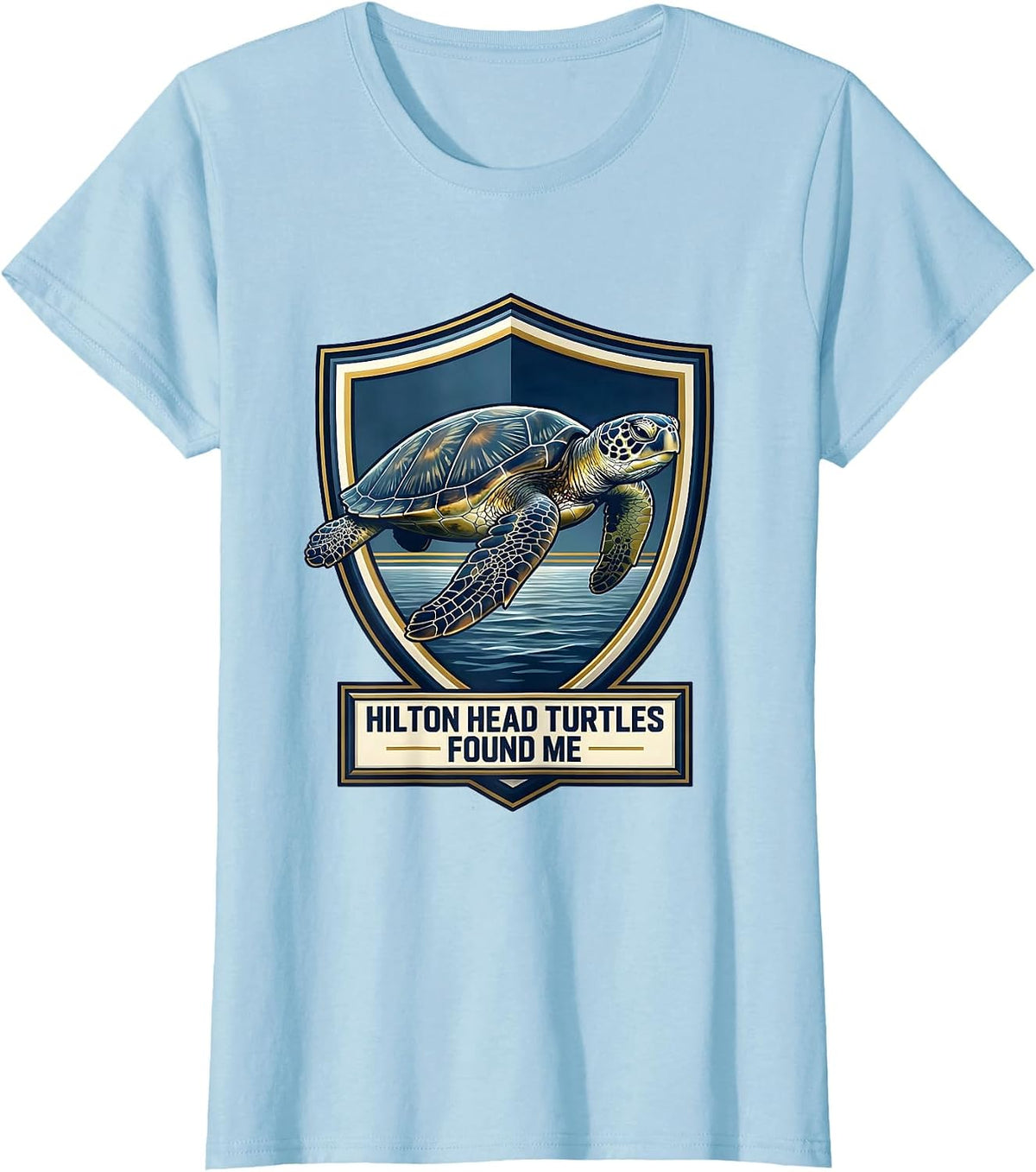 Women's Hilton Head Turtles Found Me Emblem Sea Turtle Lover Coastal T-Shirt - Baby Blue