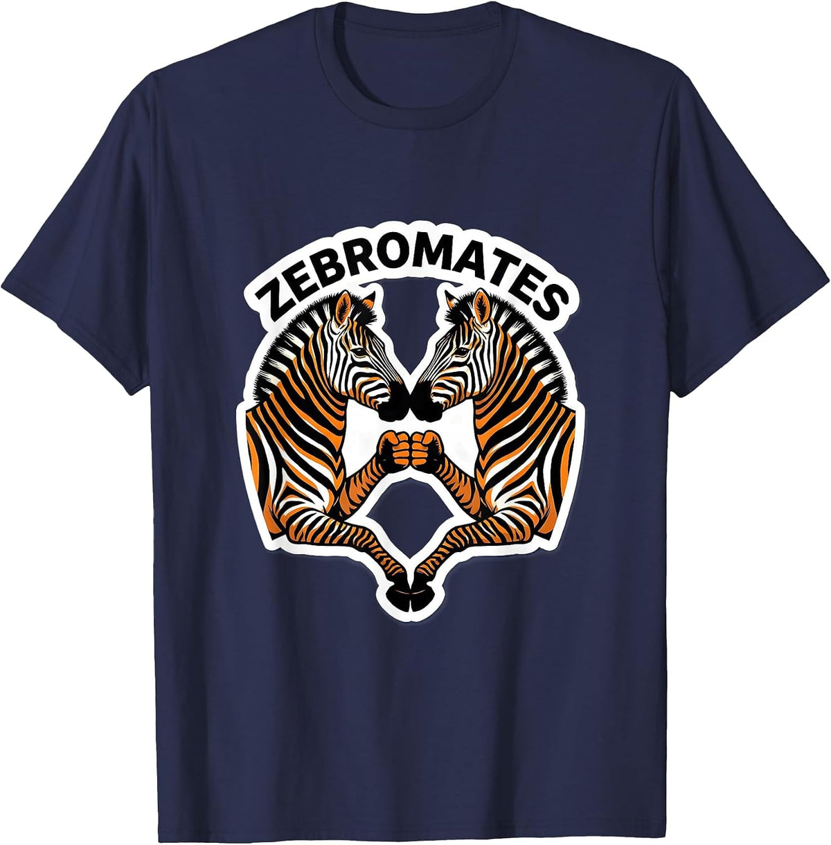 Zebromates Funny Zebra Duo Gym Humor Animal Lover T-Shirt - Navy Blue