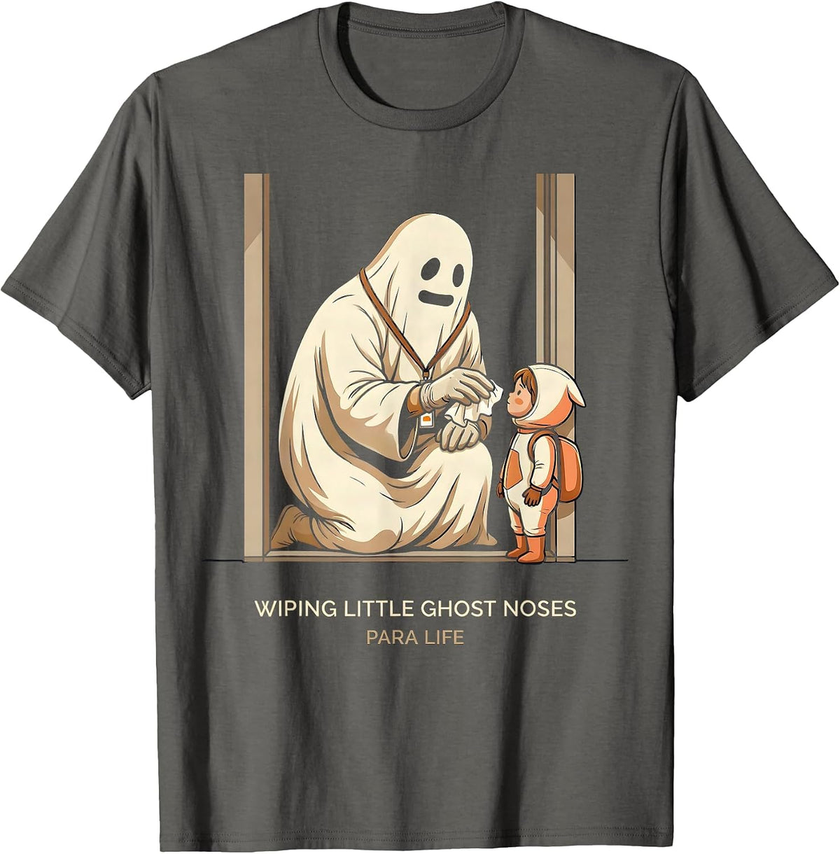 Men's Wiping Little Ghost Noses Para Life Paraeducator Halloween T-Shirt - Asphalt Grey