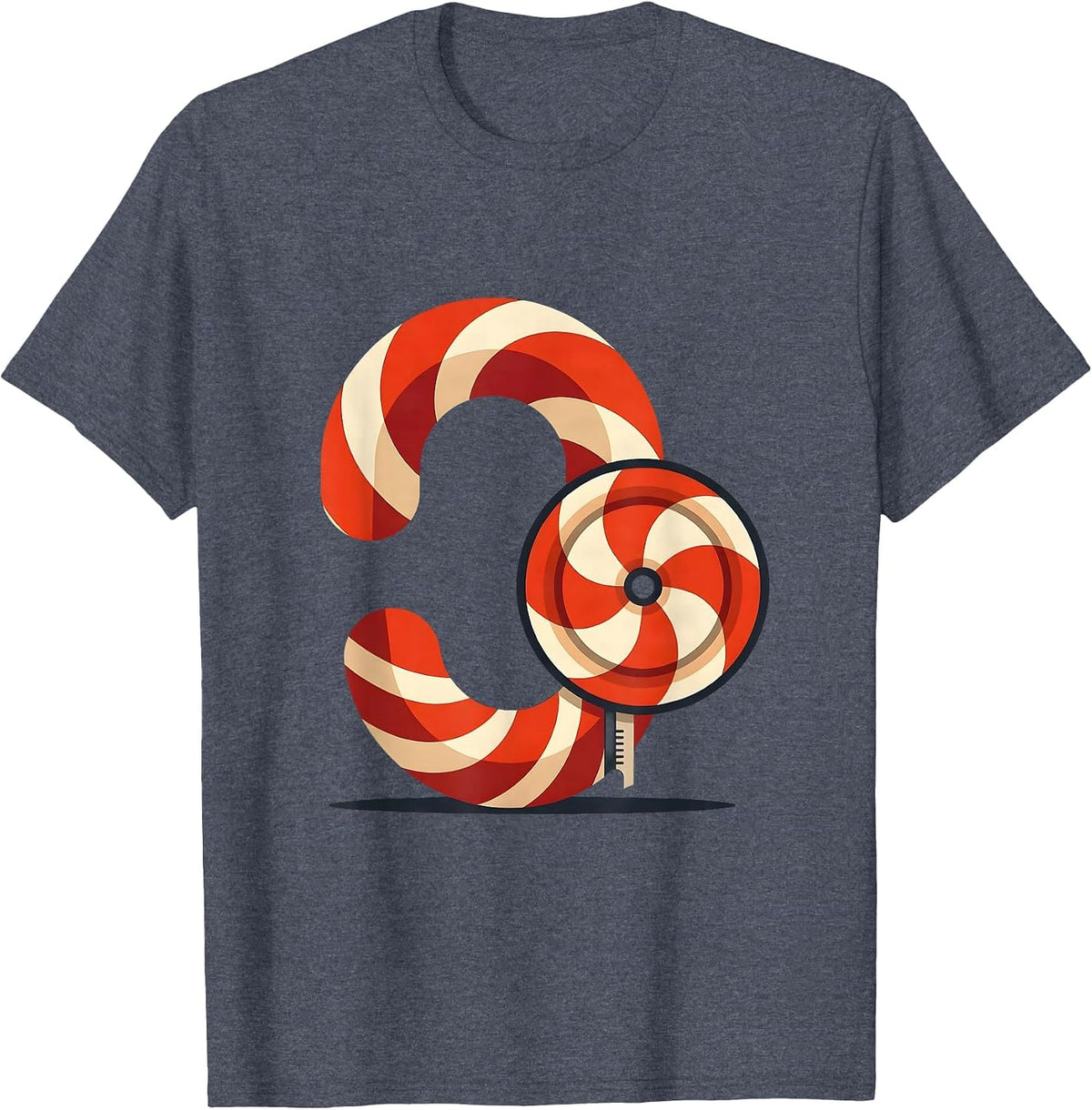 Curl Bar Candy Cane Christmas Gym Humor Fitness T-Shirt - Heather Blue