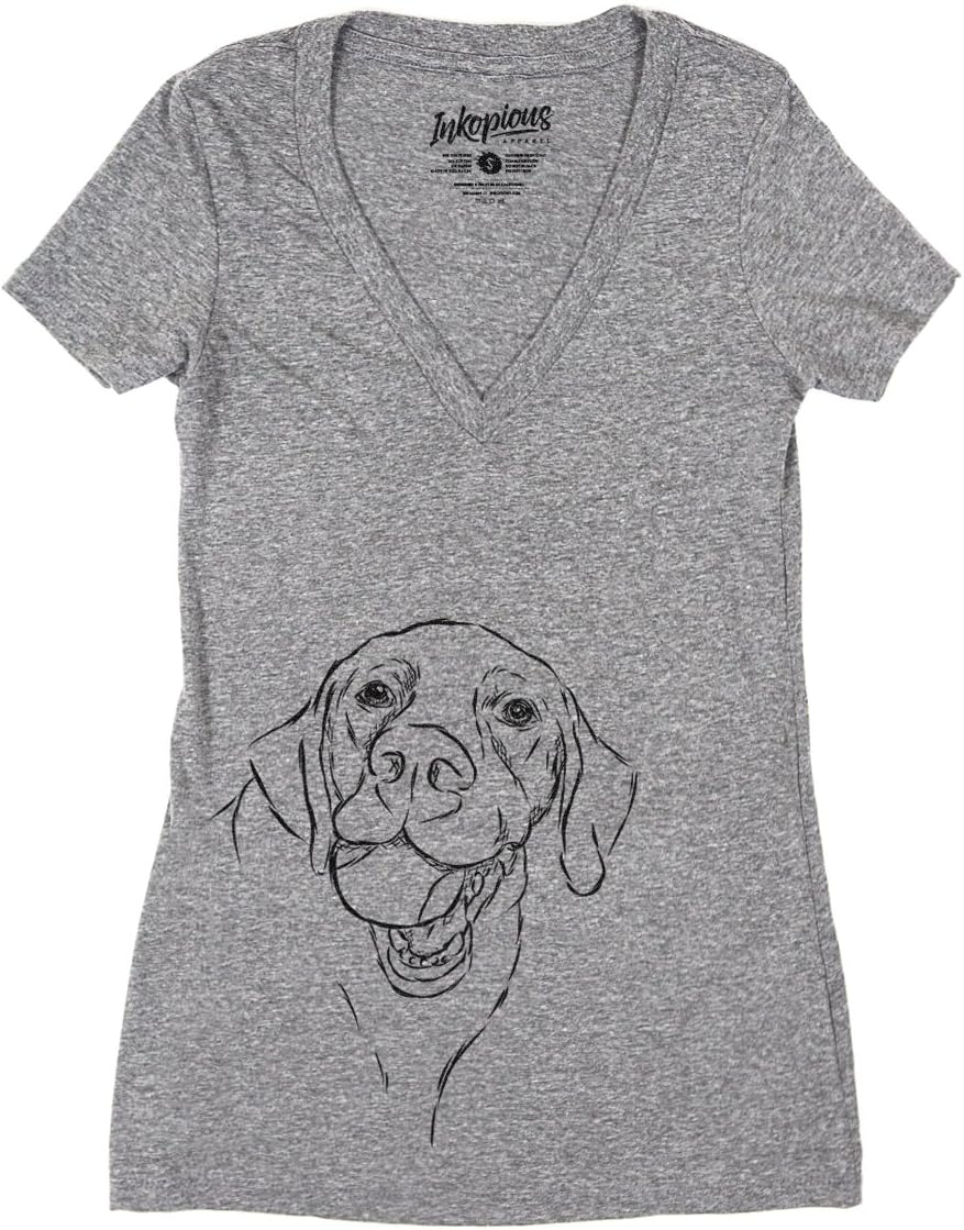 Inkopious Bailey the Labrador Retriever Women's Triblend T-Shirt - Grey Slim Fit V-neck