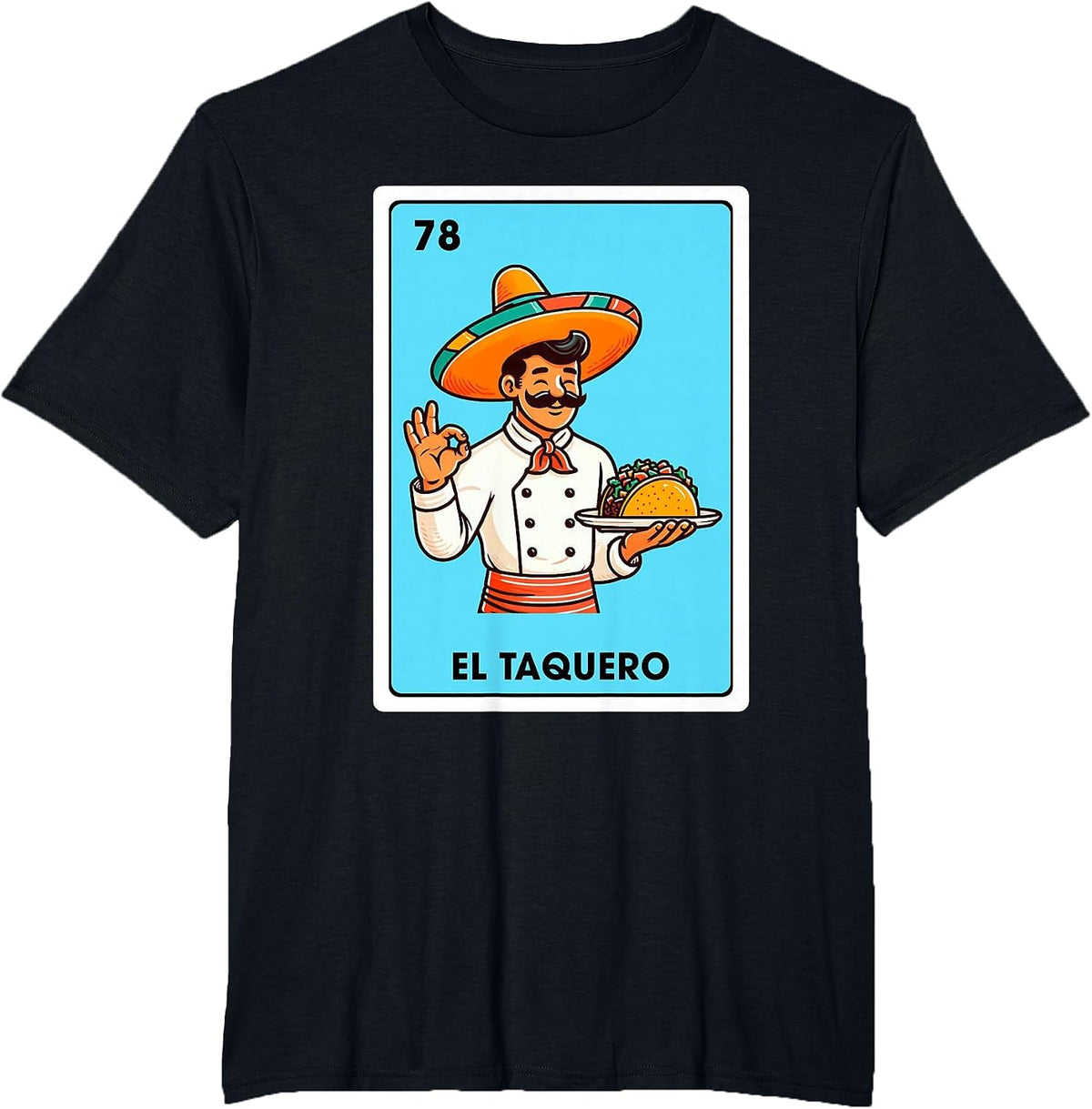Mexican The Taco Maker Tacos El Taquero Mexican Bingo Card T-Shirt - Black