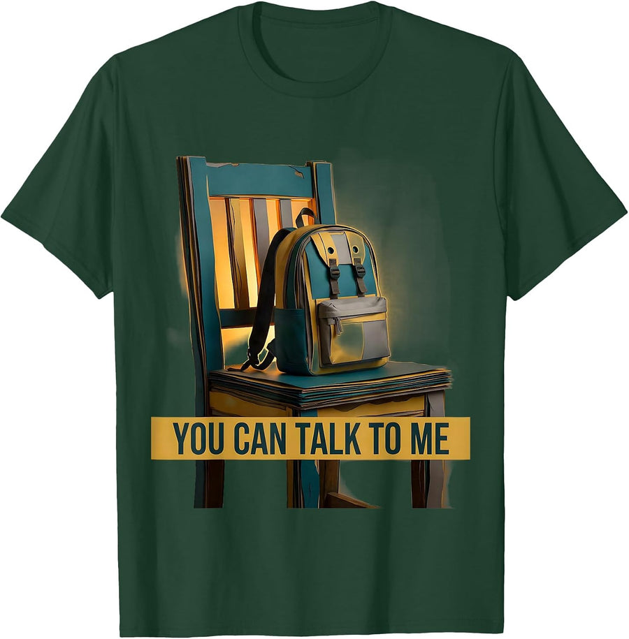 Men's You Can Talk To Me Warm Paper Cutout School Counselor Staff T-Shirt - Dark Green