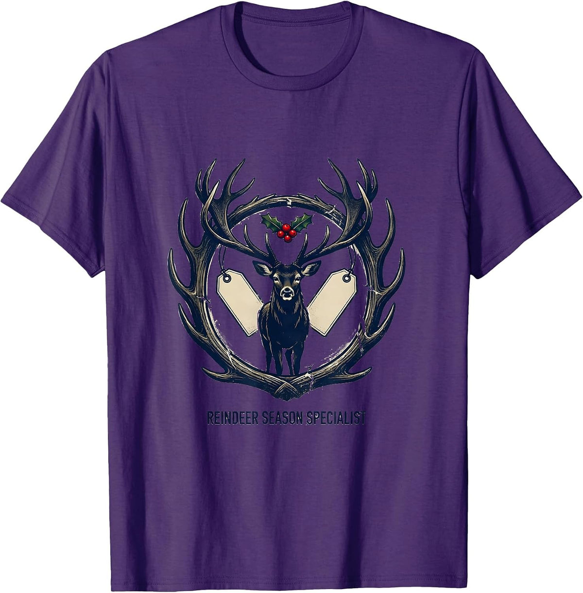 Men's Reindeer Season Specialist Funny Christmas Deer Hunter Humor T-Shirt - Purple
