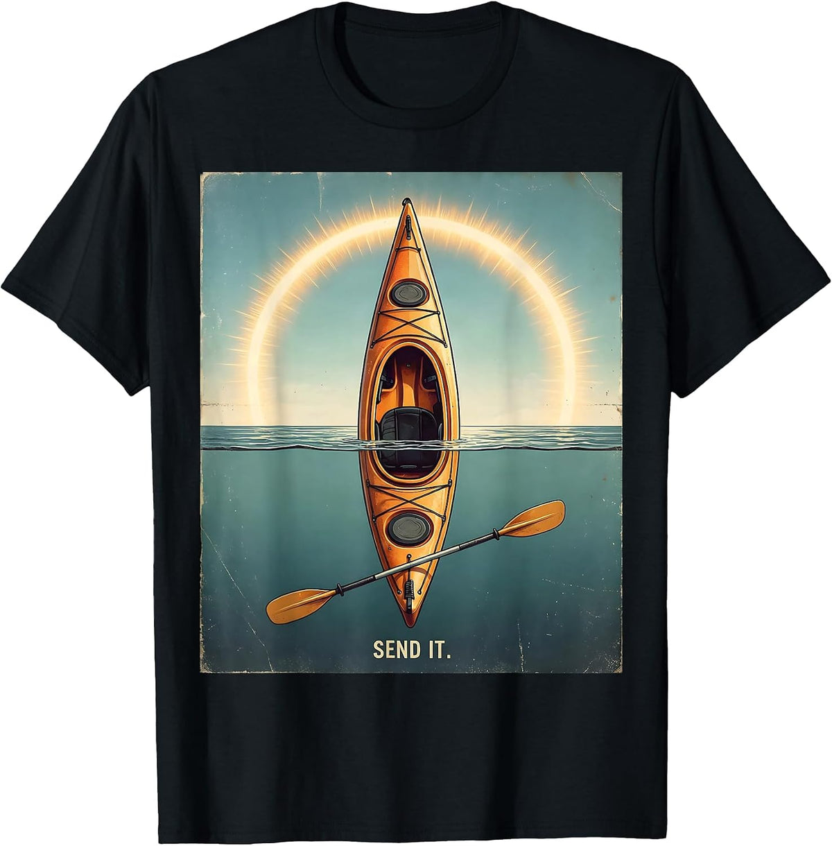 Men's Kayak Hull Vintage Kayak Lover Kayaking Gift T-Shirt - Black