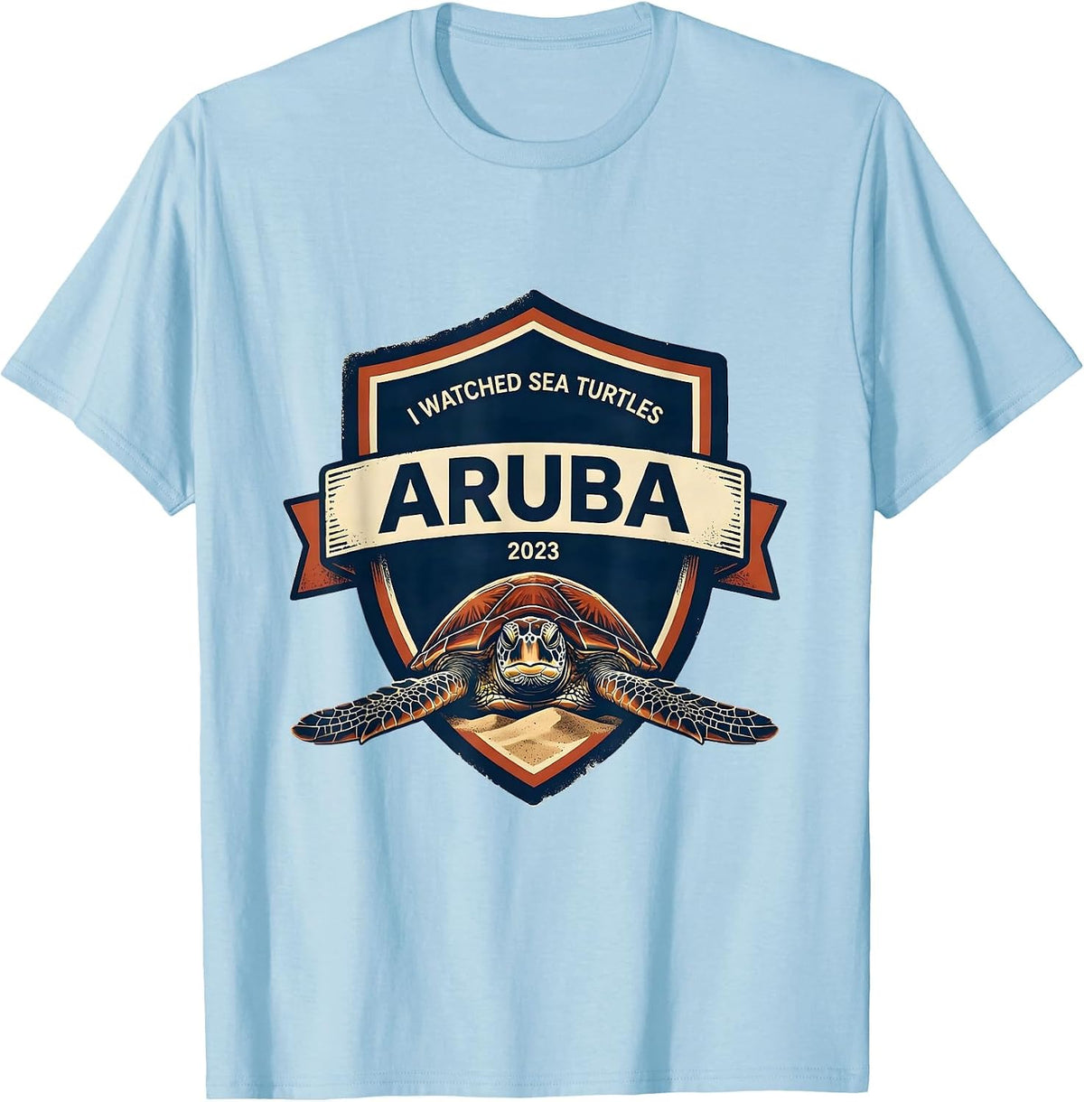Men's I WATCHED SEA TURTLES ARUBA 2023 Souvenir Turtle Lover T-Shirt - Baby Blue