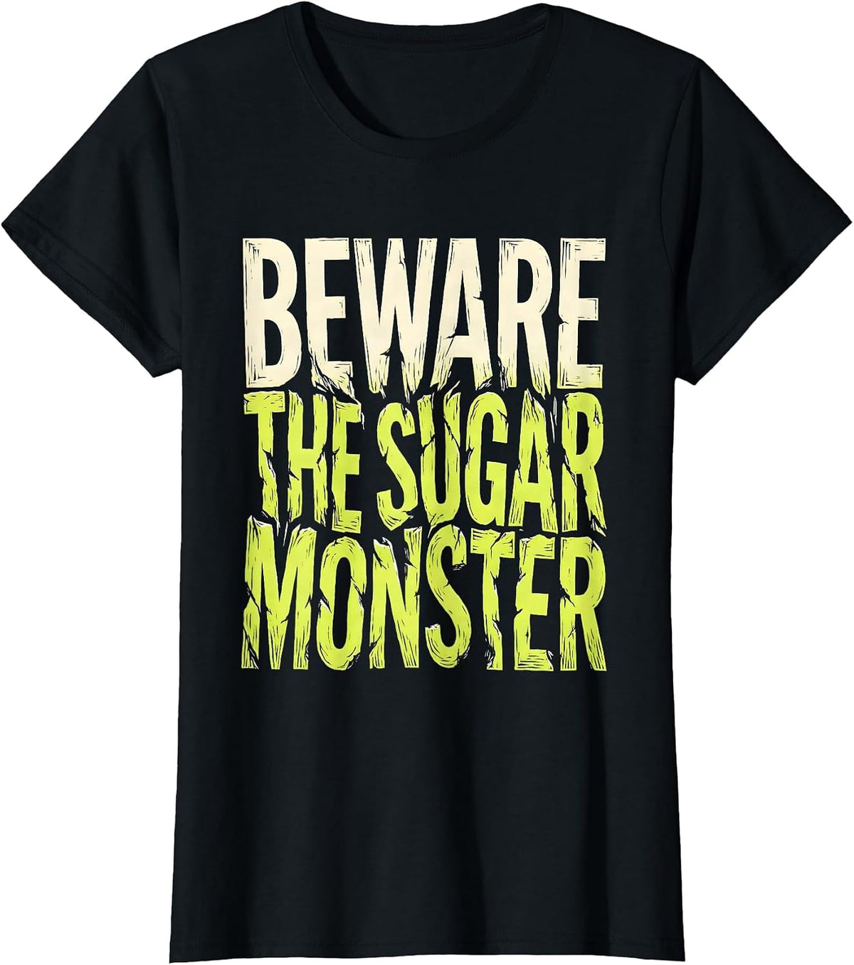 Beware the Sugar Monster Dental Halloween Design T-Shirt - Black