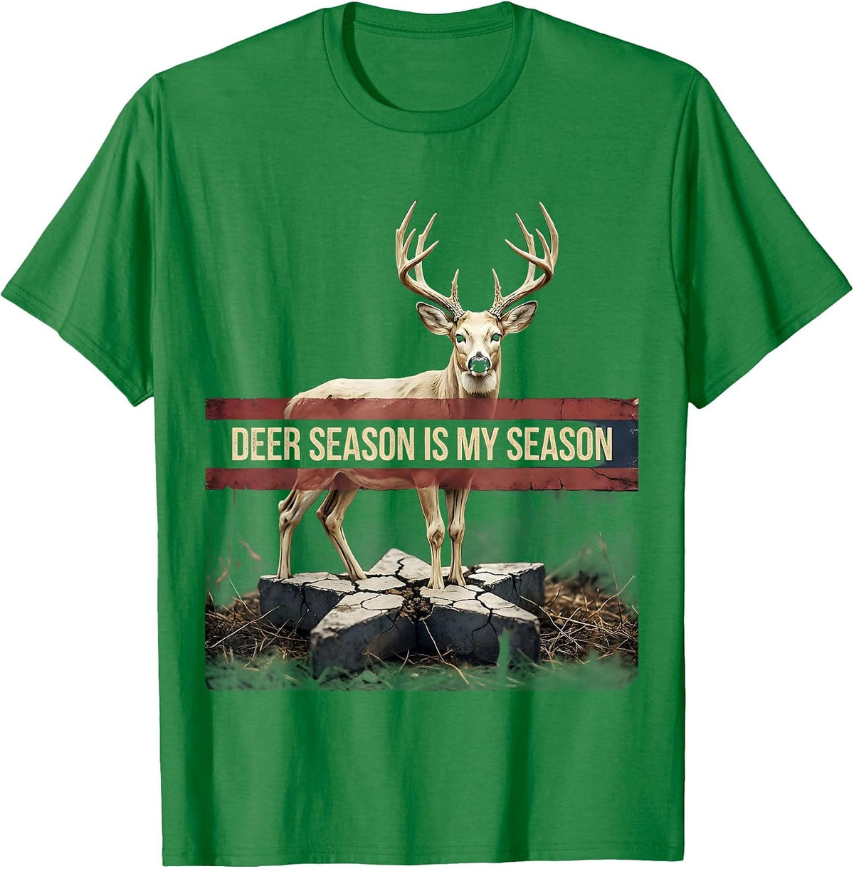 Men's Deer Season Is My Season Camo Dad Deer Hunting Humor T-Shirt - Kelly Green