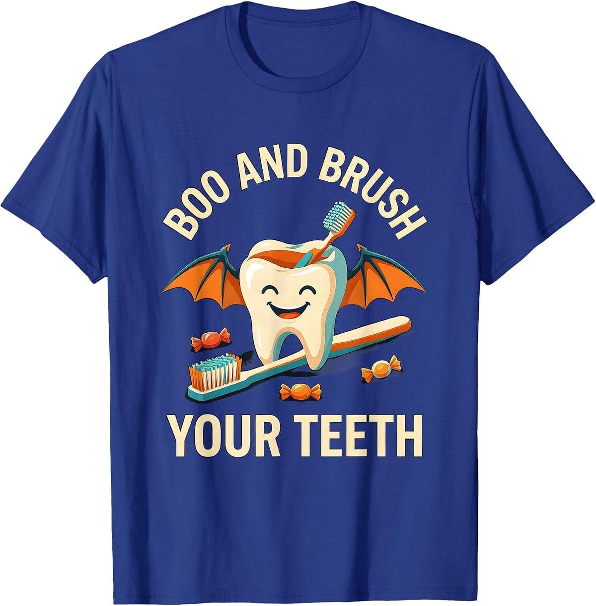 Boo And Brush Your Teeth Playful Halloween Dentist Costume T-Shirt - Royal Blue