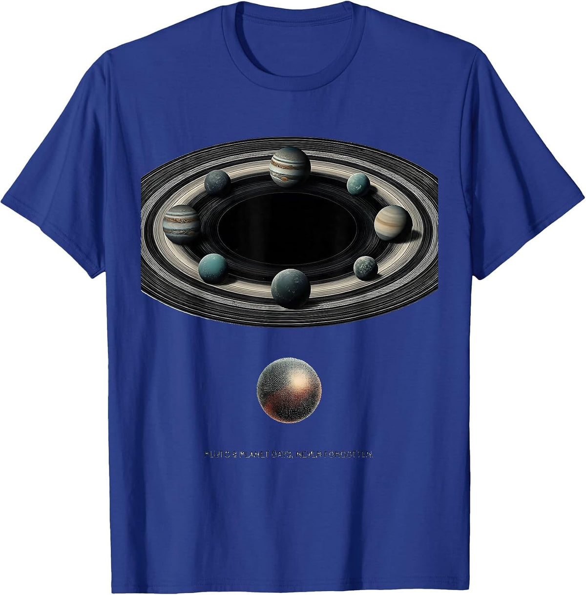 Men's Pluto's Planet Days Never Forgotten Retro Funny Science T-Shirt - Royal Blue
