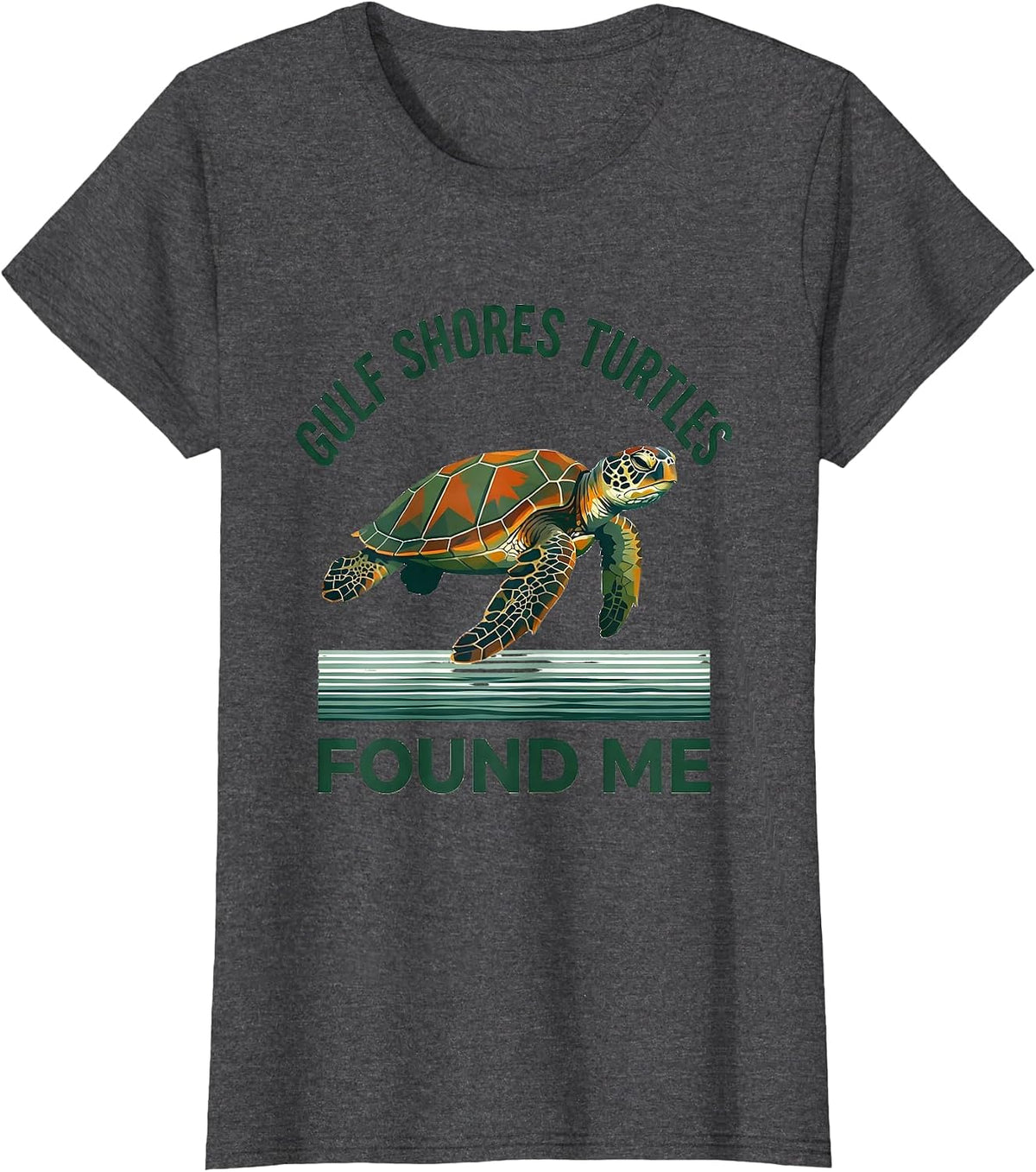 Women's Gulf Shores Turtles Found Me Nature Outdoor Sea Turtle Lover T-Shirt - Dark Heather Grey