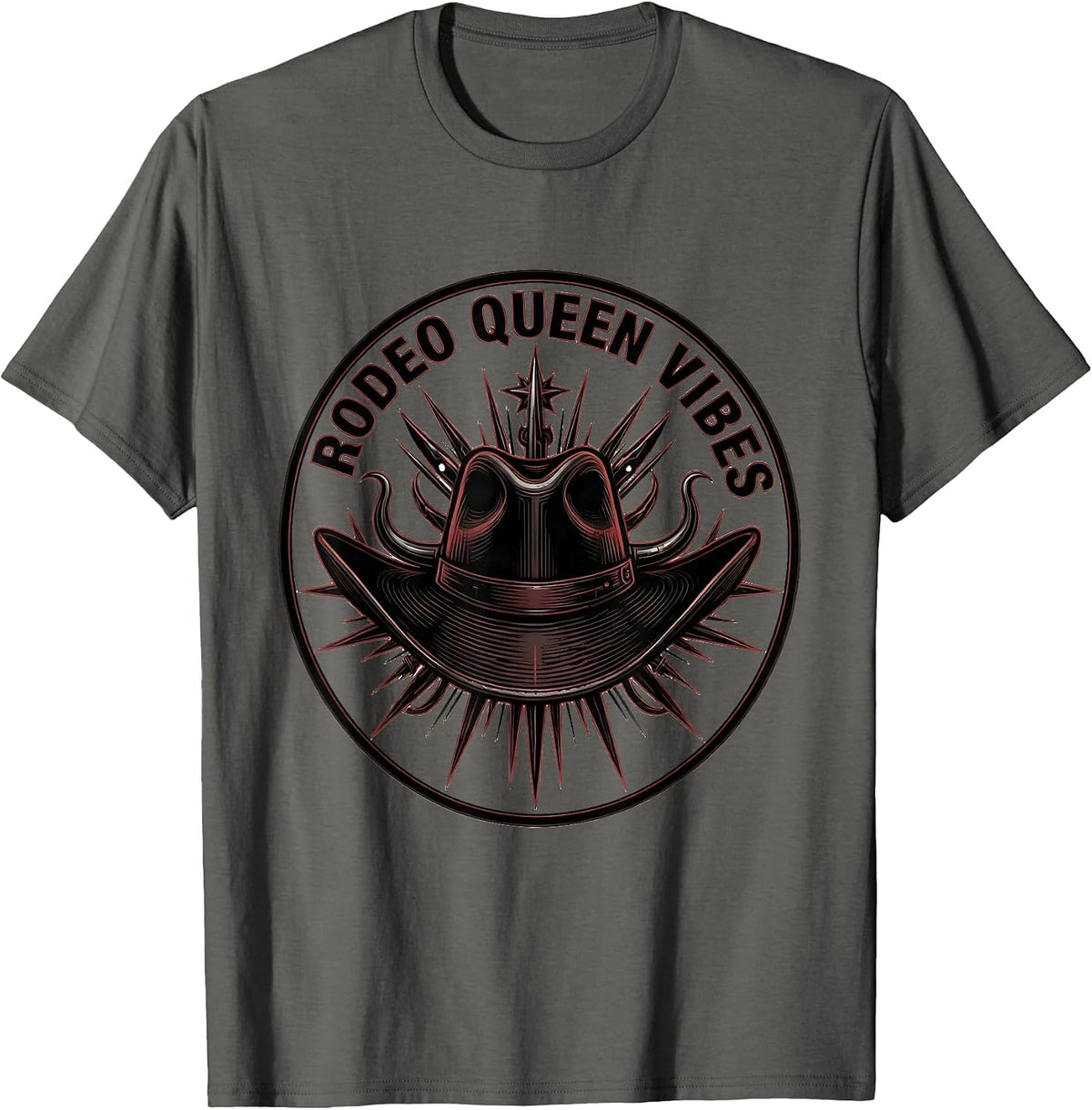 Men's Rodeo Queen Vibes Cowgirl Design T-Shirt - Asphalt Grey