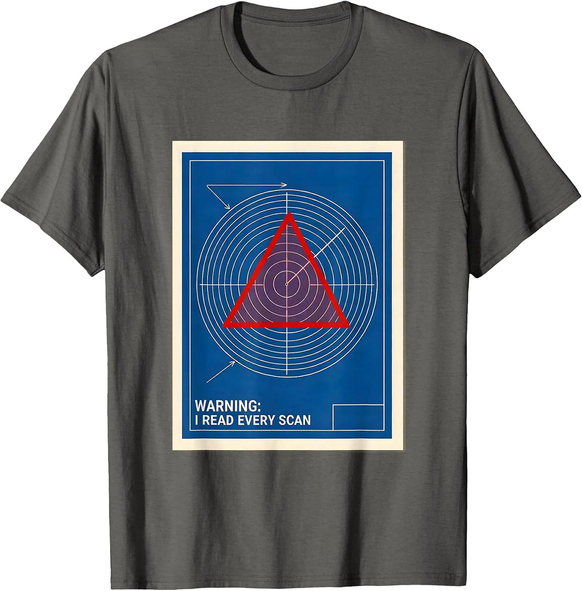 Warning: I Read Every Scan Technical Blueprint Meteorology T-Shirt - Asphalt Grey
