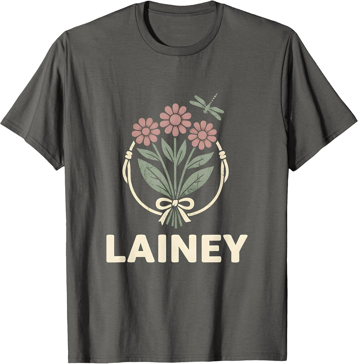Men's Lainey Floral Boho Western Cowgirl Name Gift for Girls T-Shirt - Asphalt Grey