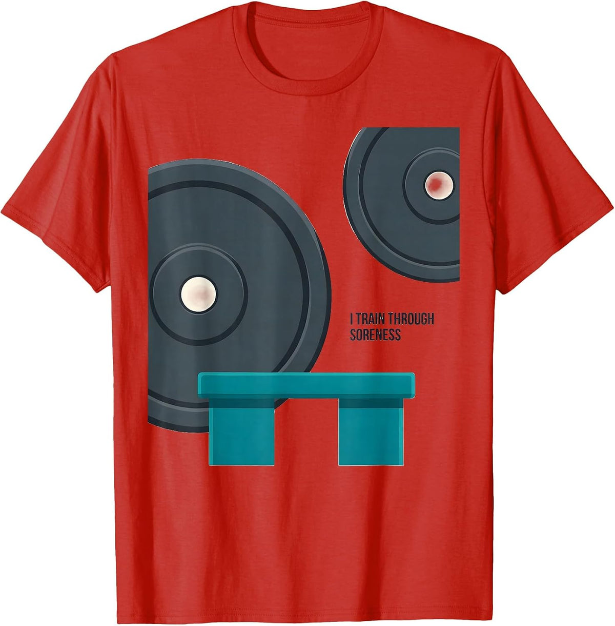 Men's I Train Through Soreness Funny Gym Workout Humor T-Shirt - Red