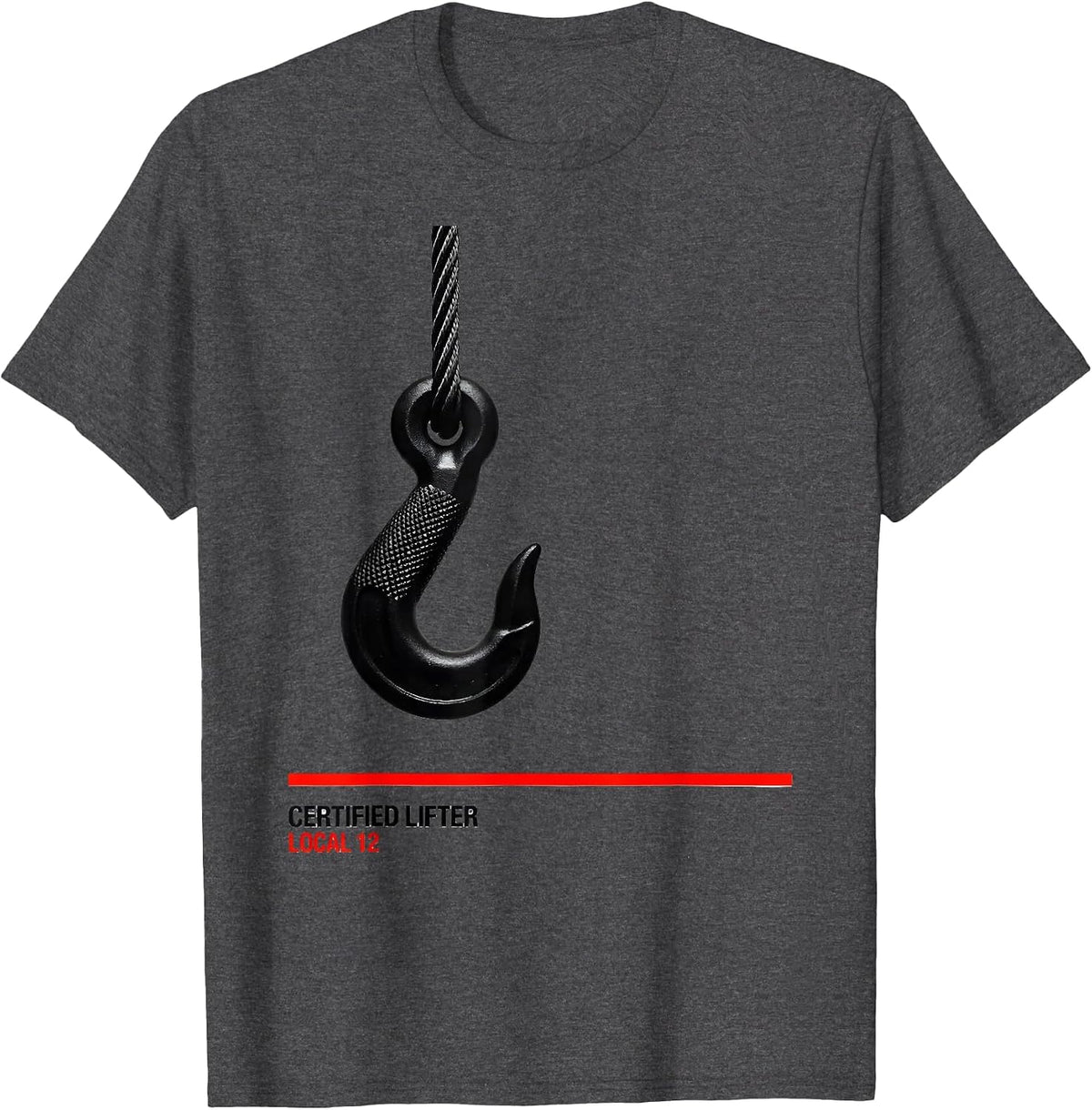 Men's Certified Lifter, Local 12 Funny Gym Bro Pun Workout Humor T-Shirt - Dark Heather Grey