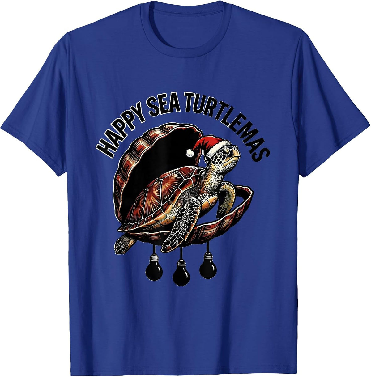 Men's Happy Sea Turtlemas Whimsical Sea Turtle Lover Christmas T-Shirt - Royal Blue