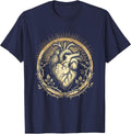 Radiant Sacred Heart Crown of Thorns Jesus Design T-Shirt - Navy Blue