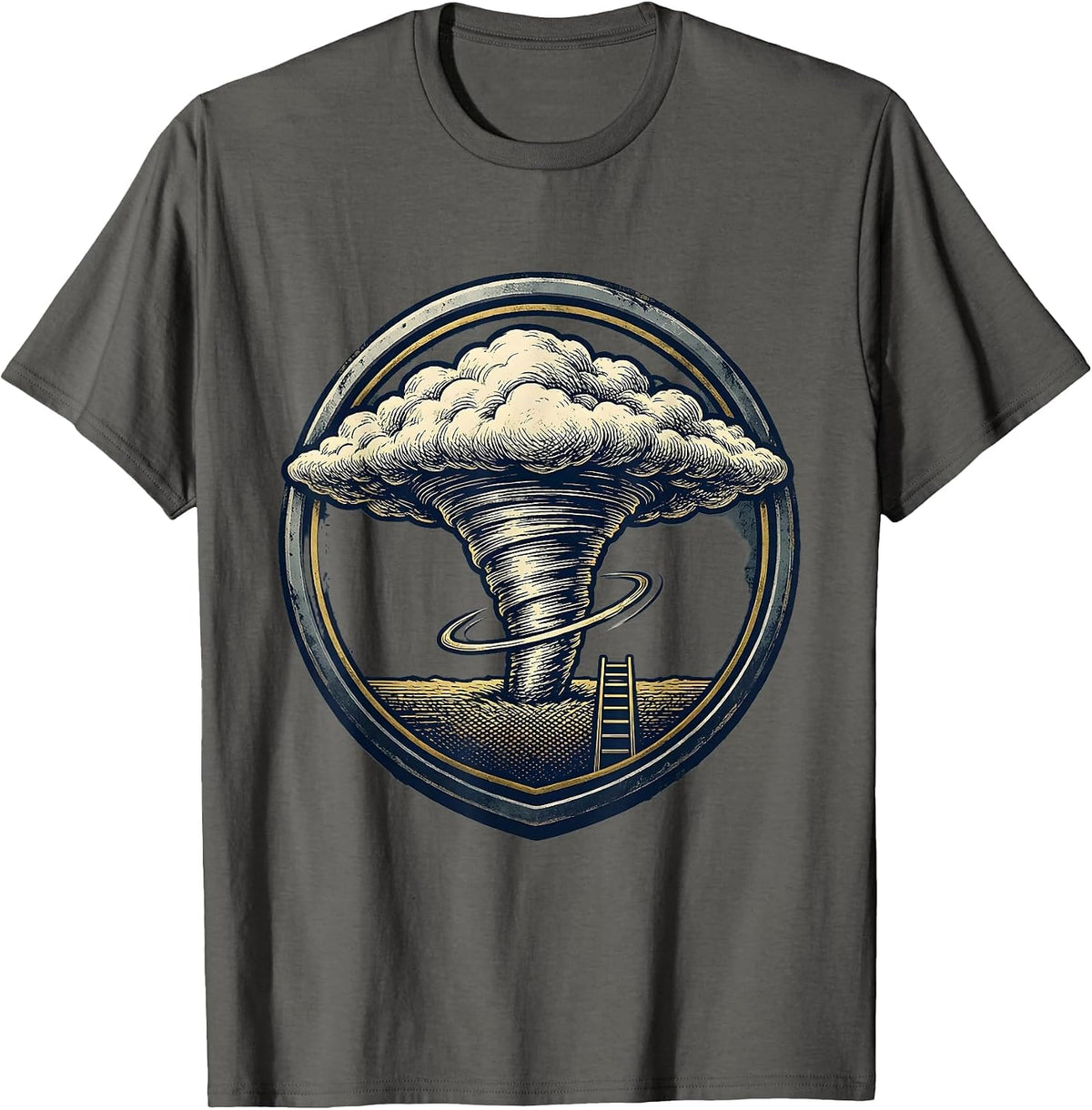 Rotating Funnel Tornado Chaser Weather Enthusiast T-Shirt - Asphalt Grey