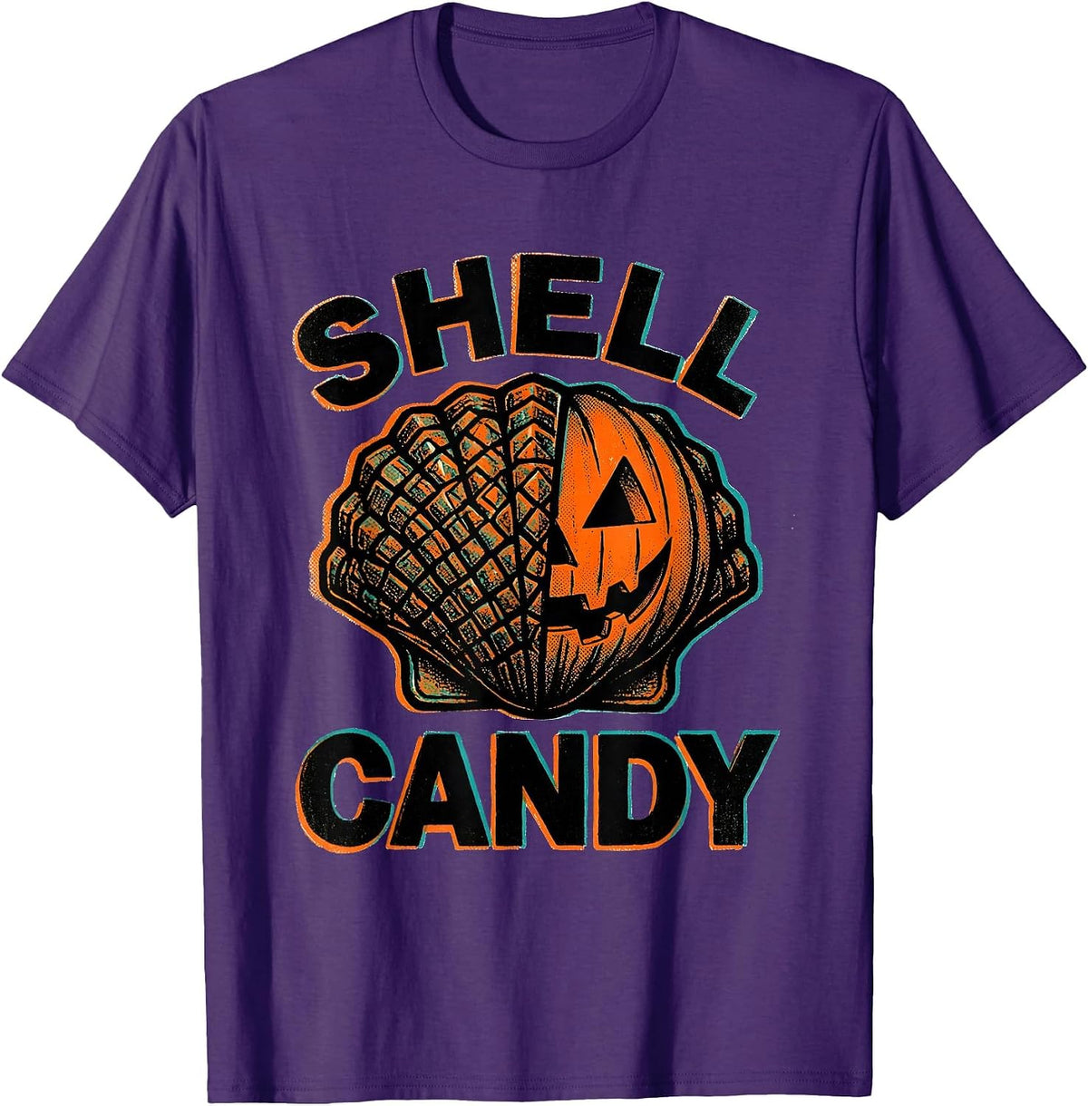 Men's Shell Candy Risograph Halloween Turtle Costume Novelty T-Shirt - Purple