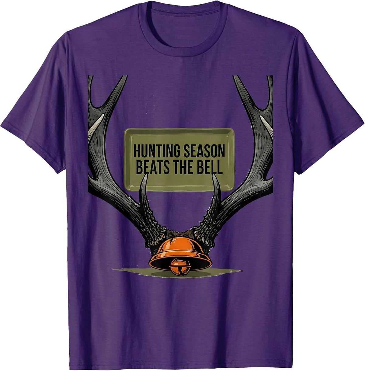 Hunting Season Beats The Bell Funny Deer Hunting Camo Dad T-Shirt - Purple