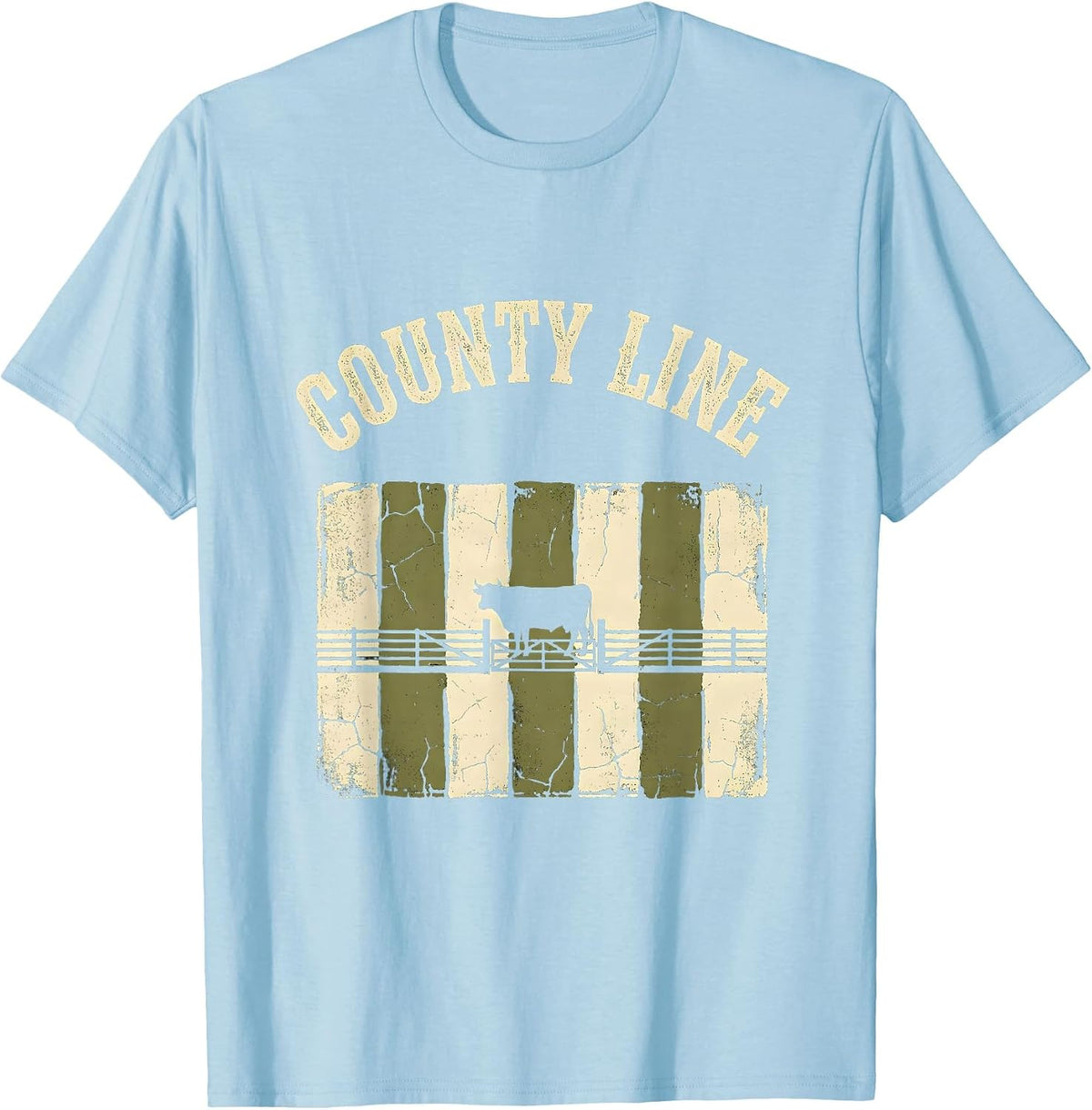 Men's COUNTY LINE Boho Western Monochrome Rural Pride T-Shirt - Baby Blue