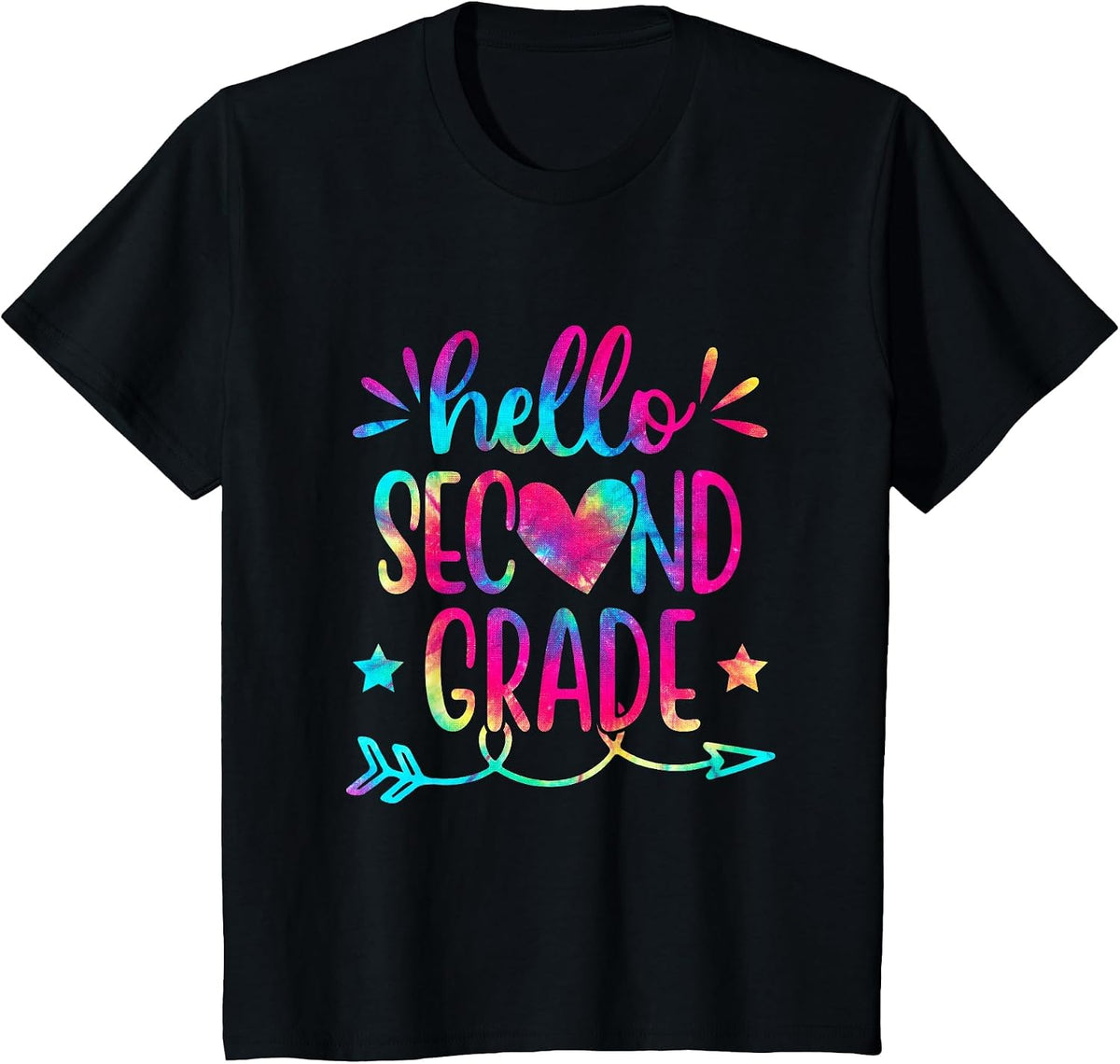 Tie Dye Hello Second 2nd Grade Teacher First Day of School T-Shirt - Black