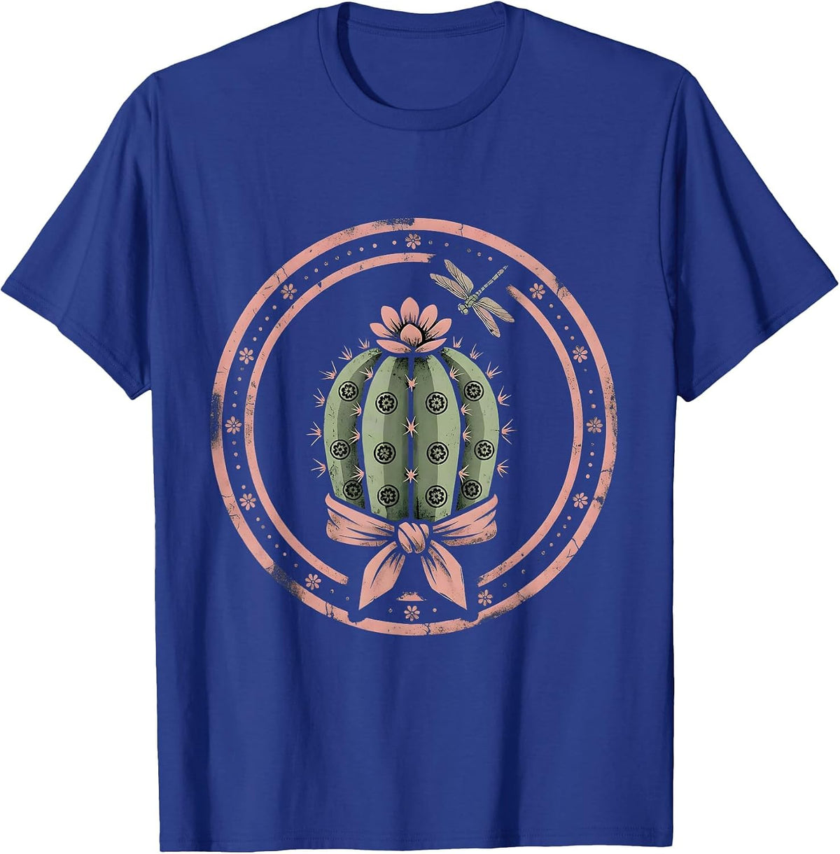 Floral Bandana Cactus Western Desert Design T-Shirt - Royal Blue