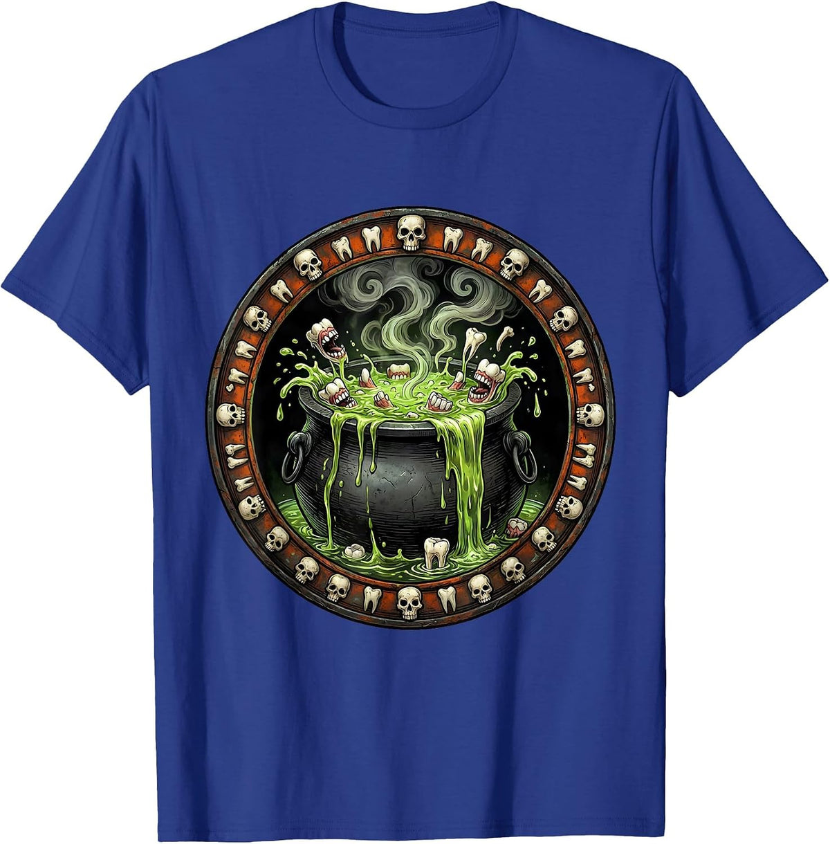 Men's Dental Halloween Cauldron Overflowing With Teeth T-Shirt - Royal Blue